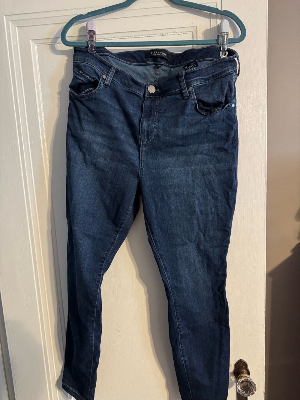 Liverpool Dark Blue Skinny Jeans - Women's Stretch Denim
